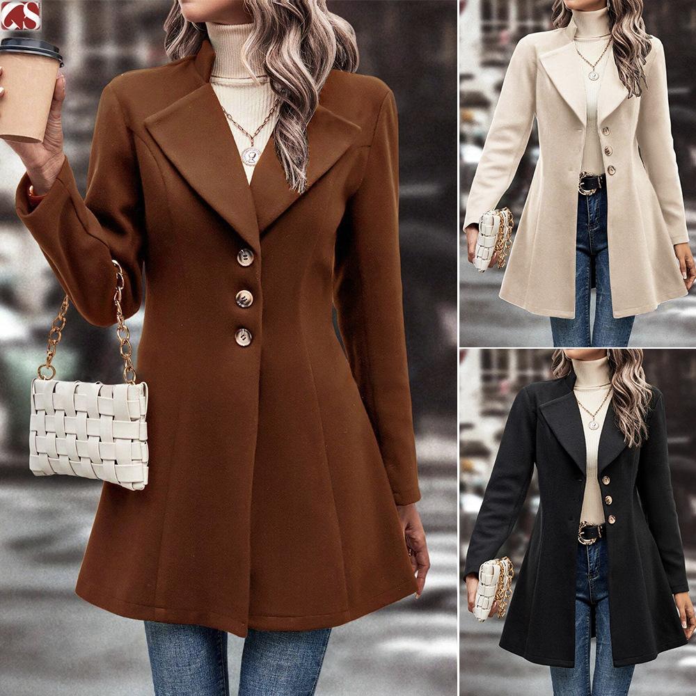 Wool Coats For Women Fall Winter Trench Coat Peacoat Long Tweed Blazer Jackets Outwear