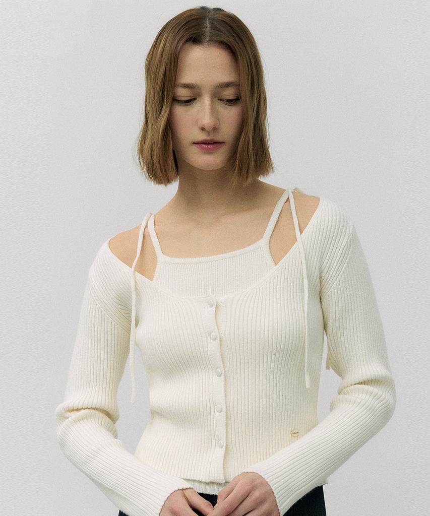 Rolarola Ribbon Sleeveless Cardigan Set Ivory