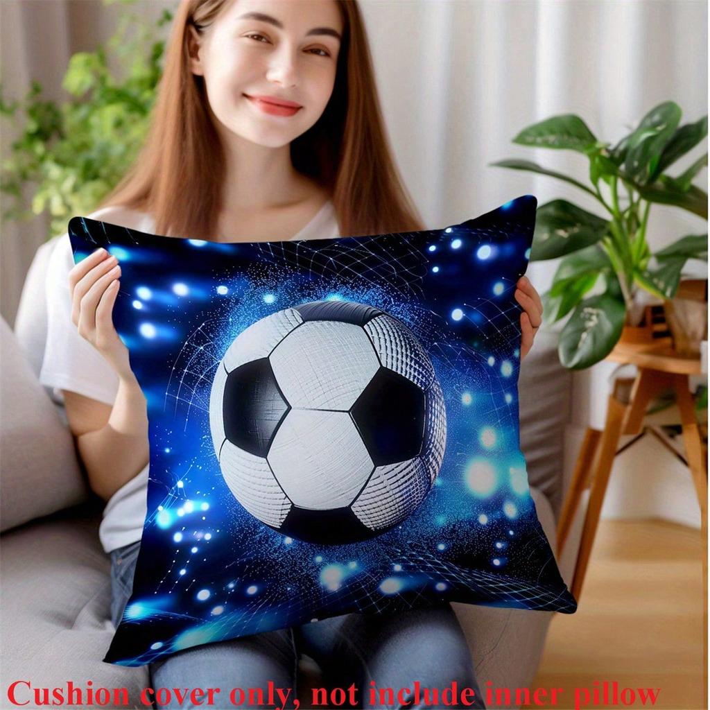 Voetbal Kussensloop, Voetbal Kussenhoes, Sport Fan Decoratie, Zwart Wit Ontwerp, Atletisch Thema Huis Accent