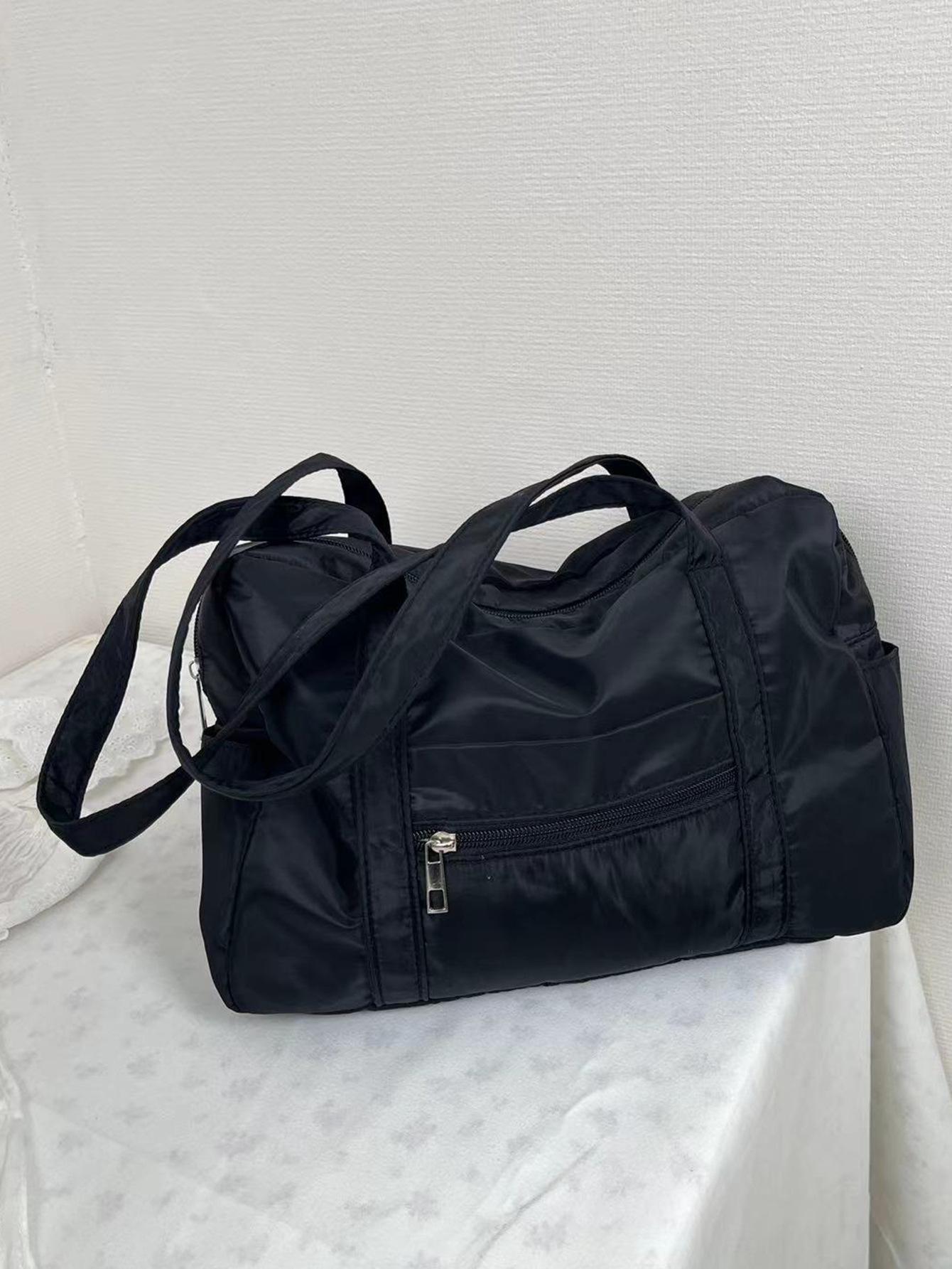 

Niche Large-Capacity Short-Distance Travel Bag Girl Pink Commuter Tote Bag Portable Shoulder Bag чорний