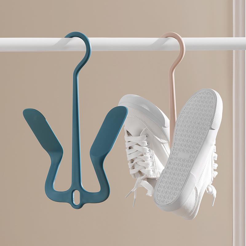 Wall-Mounted Shoe Rack with Double Hooks – Creative Outdoor Shoe Drying Solution