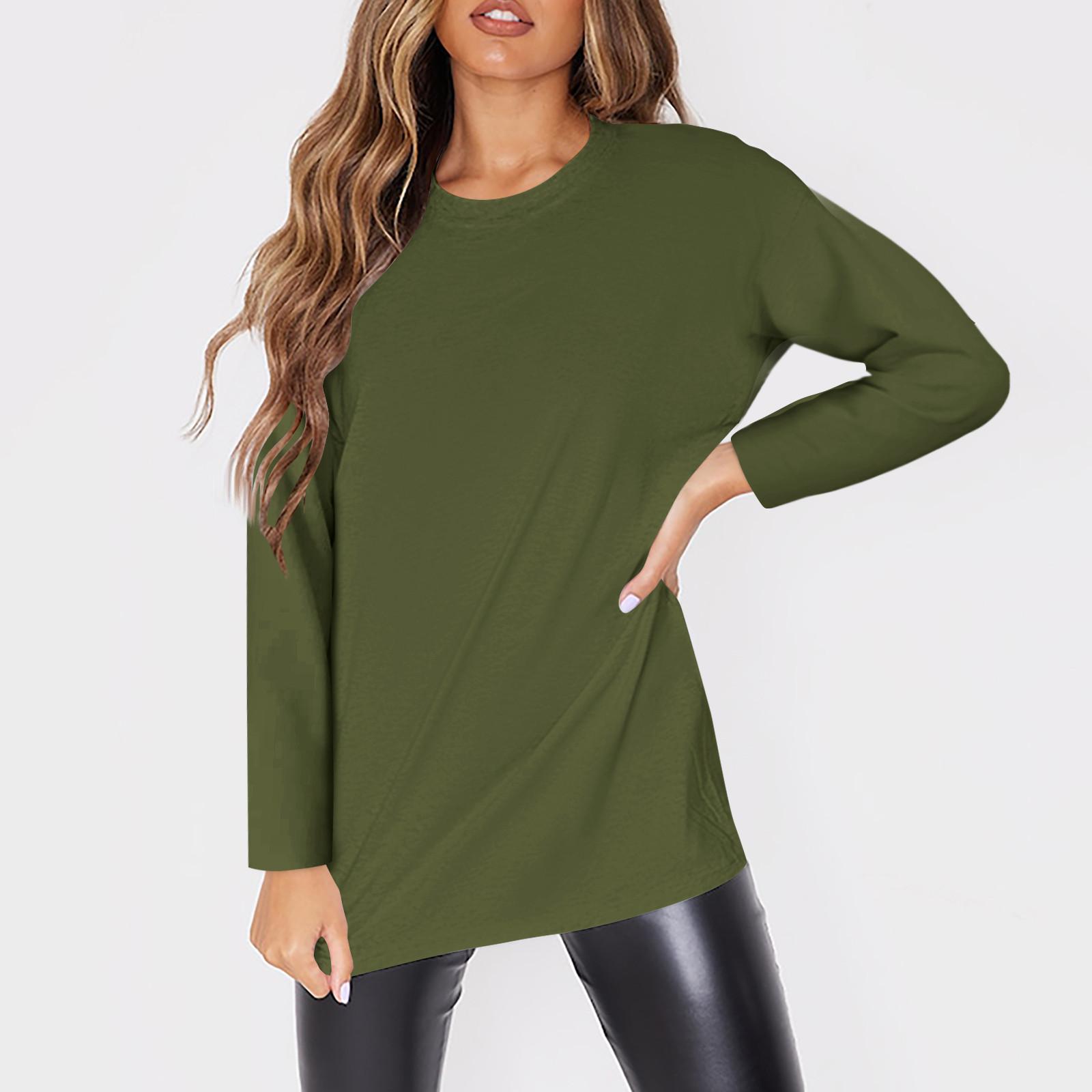 

Женская мода O-образный вырез с длинным рукавом рабочая одежда с карманами принтованные топы для женщин XL