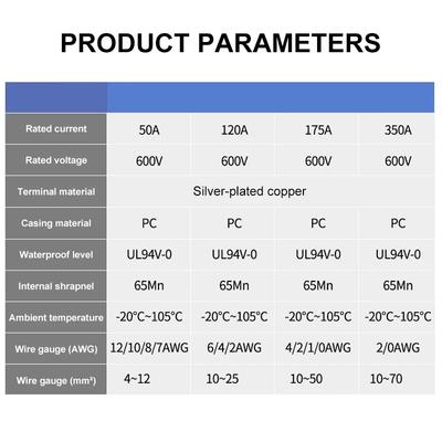 High Current 350A 600V Plug Connector 50A 120A 175A Battery Quick Charging Power Plug for Forklift Car RV Battery UPS Inverter