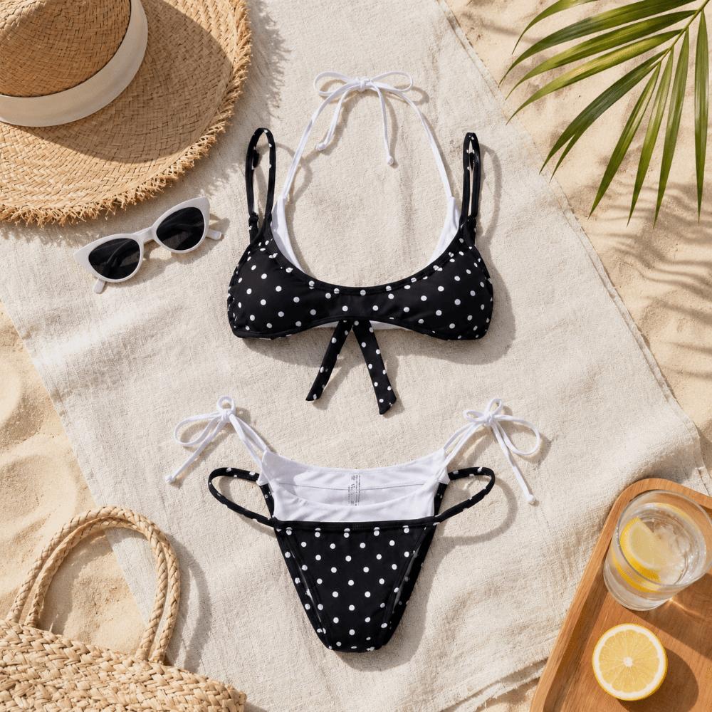 Deep V Ladies' Swimwear Low Waist Women Swimsuits New Halter Bikini Set Vacation