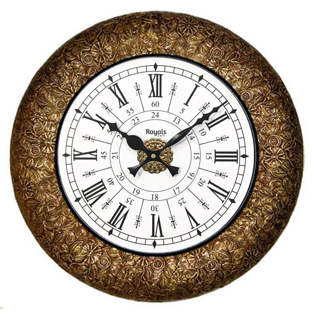 Analog Wall Clock For Elegant Home Decor, Office, School, Gym, Shop And Gifting || Clock Size - 16 X 16 Inches (Designer Classic Metal), Brown