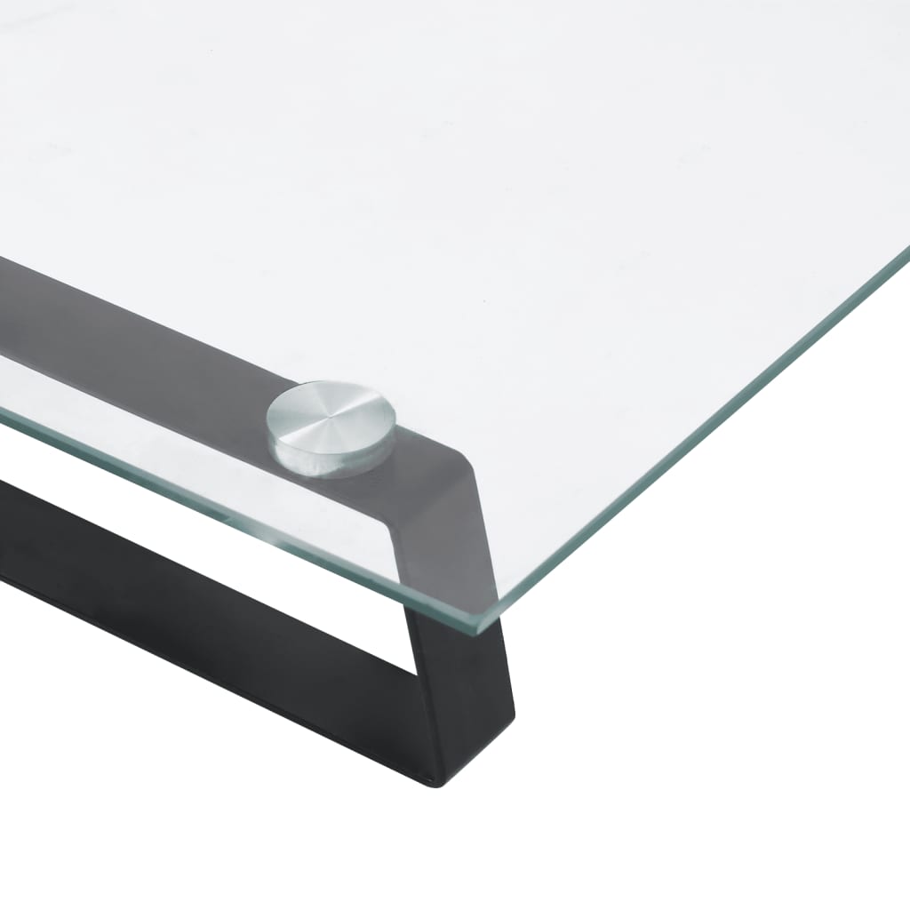 Vidaxl Podstawka Pod Monitor, Czarna, 40X20X8 Cm, Szkło I Metal