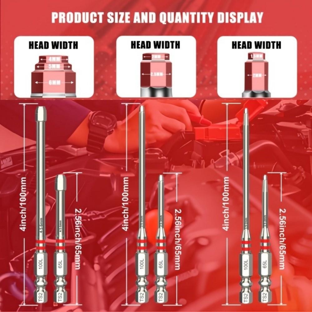 3/6PCS Strong Magnetism Electric Screwdriver Bits Set Hex Shank Screwdriver Bits  For Impact Drill