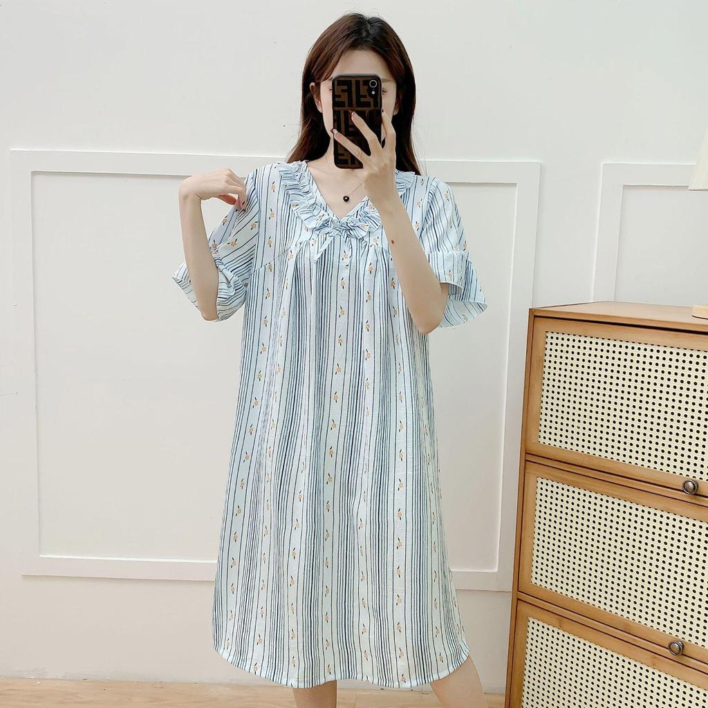 Women's Cloud Cotton Short Sleeve Nightgown - Summer Pajamas & Outdoor Sweet Girly Dress Homewear