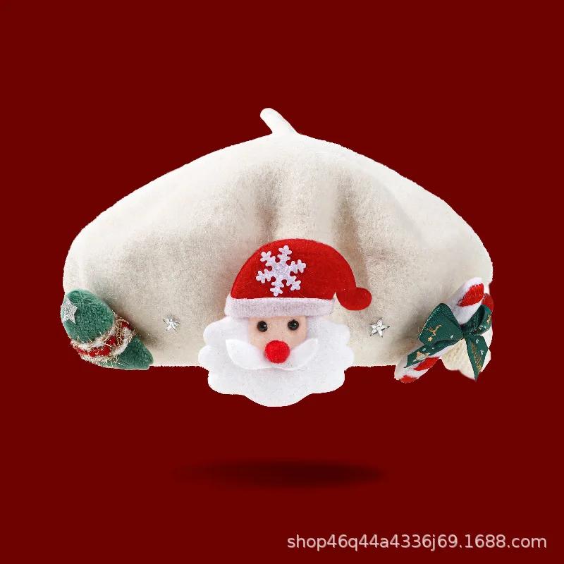 Children Hats 2024 Cute Cartoon Festival Accessories Christmas Elements Winter Hats Child Warm Outwear Cap Versatile Wool Hats