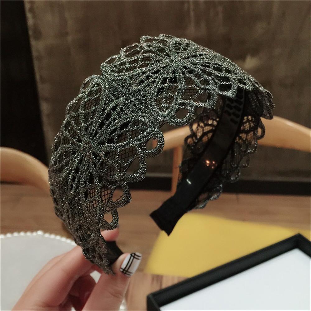 Fashion Women Lace Hairbands Wide Hair Hoop No-slip Lady Flower Hollow Headbands with Teeth Elegant Female Hair Accessories