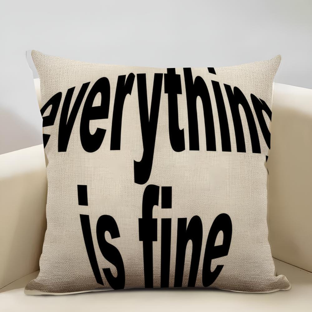 Fisheye In English Cushion Cover Household Decoration Linen Sofa Cushion Cover: Skin-Friendly & Breathable with Invisible Zipper