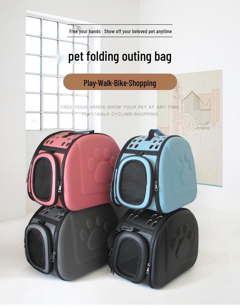 Foldable & Breathable Pet Carrier: Portable Handheld Cat and Dog Backpack/Cage