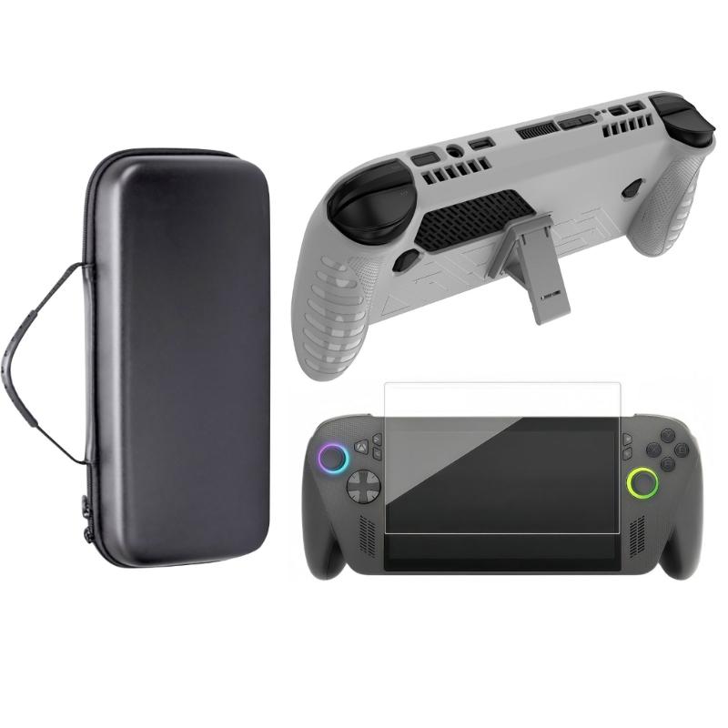 Flexible Silicone Protective Cover With AntiScratch Tempered Glass Film Portable Carrying Case For Video Game Consoles
