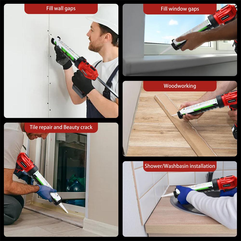Electric Caulking Gun Door and Windows Electric Sewing Glue Tool for 18V Li-ion Battery Wireless Electric Hard Glue Gun Seam Gun