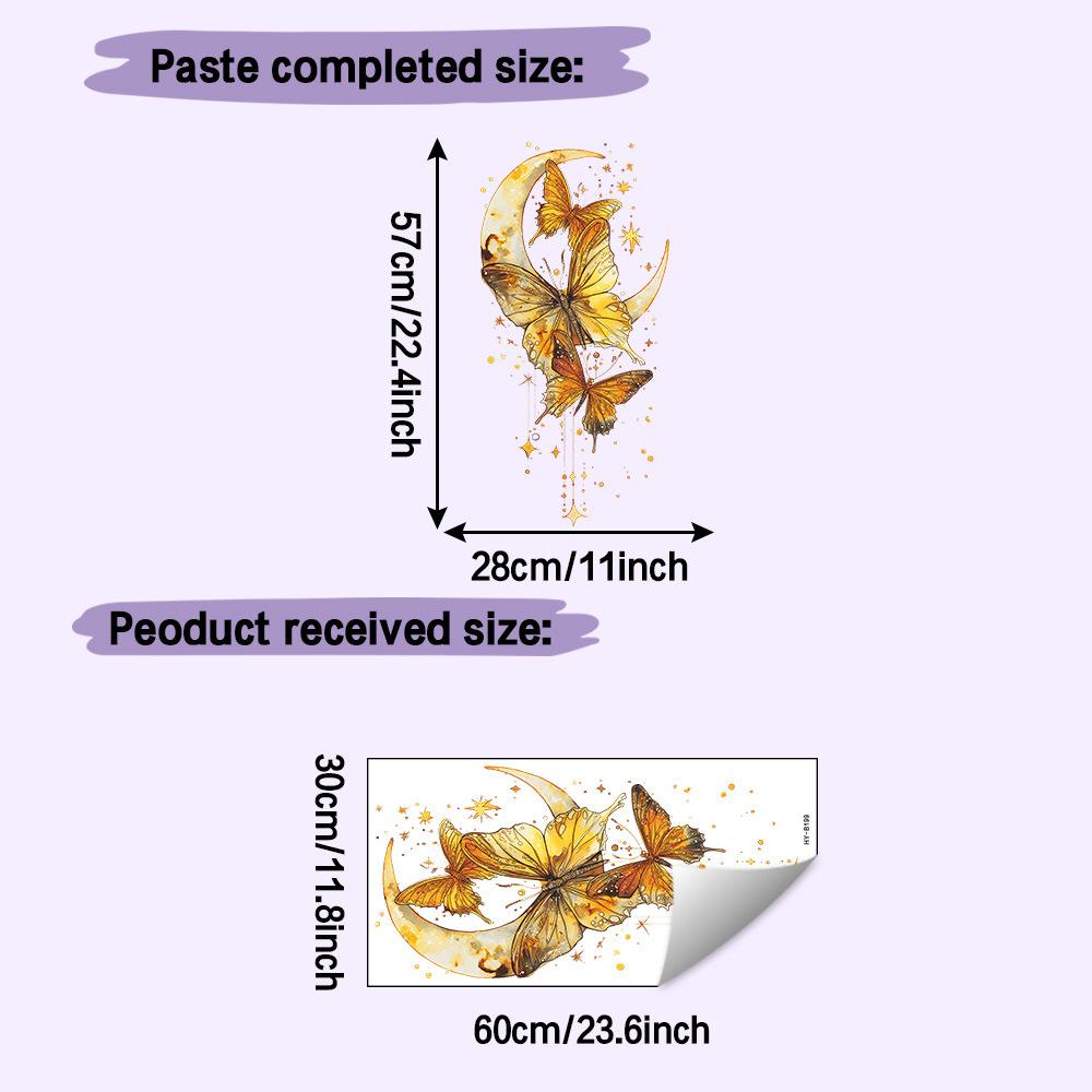 Self-adhesive Dreamy Moon Butterfly Wall Stickers for Window Door Bedside Entryway Home Decor