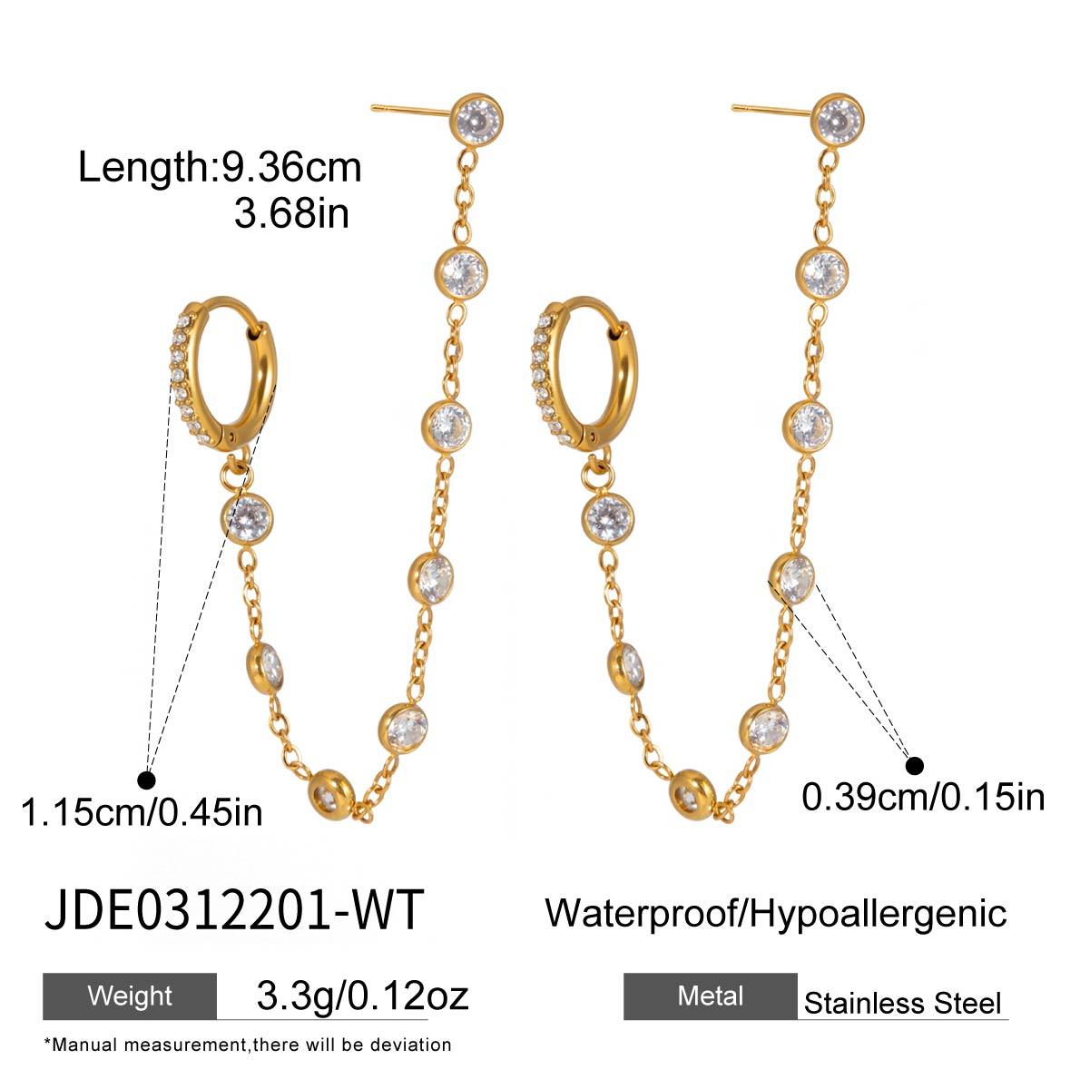Youthway Delicate Cubic Zirconia Tassel Earrings For Women Minimalist 18K Gold Plated Stainless Steel Earrings Fashion Jewelry