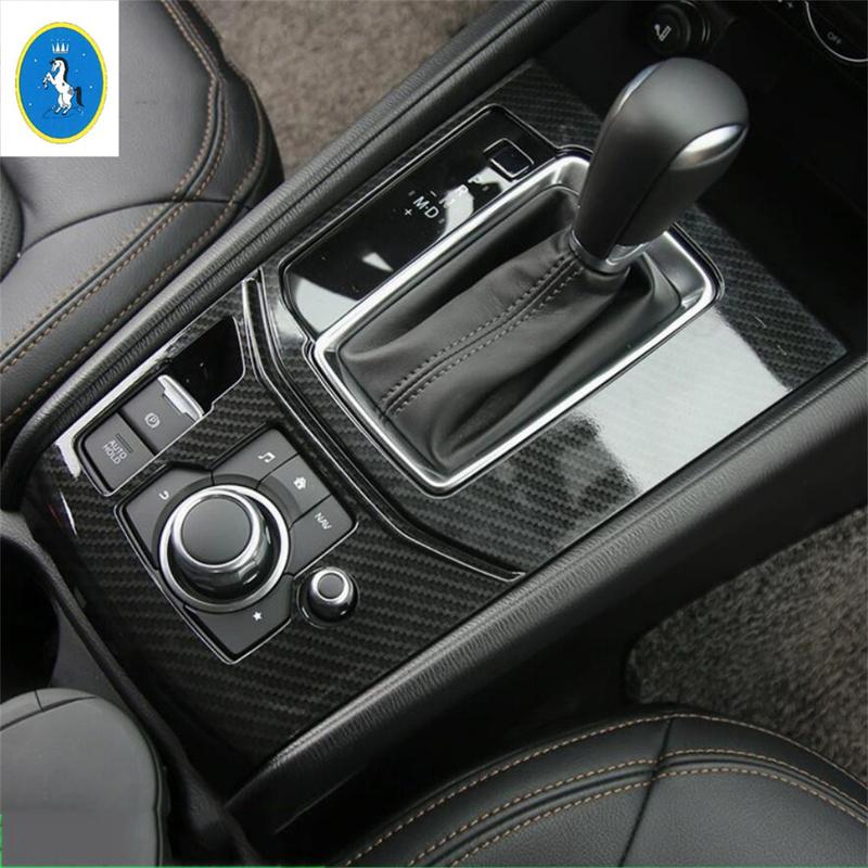 Carbon Fiber Look Car Center Control Gear Shift Box Panel Decoration ABS Accessories Cover Trim For Mazda CX-5 CX5 2017 -