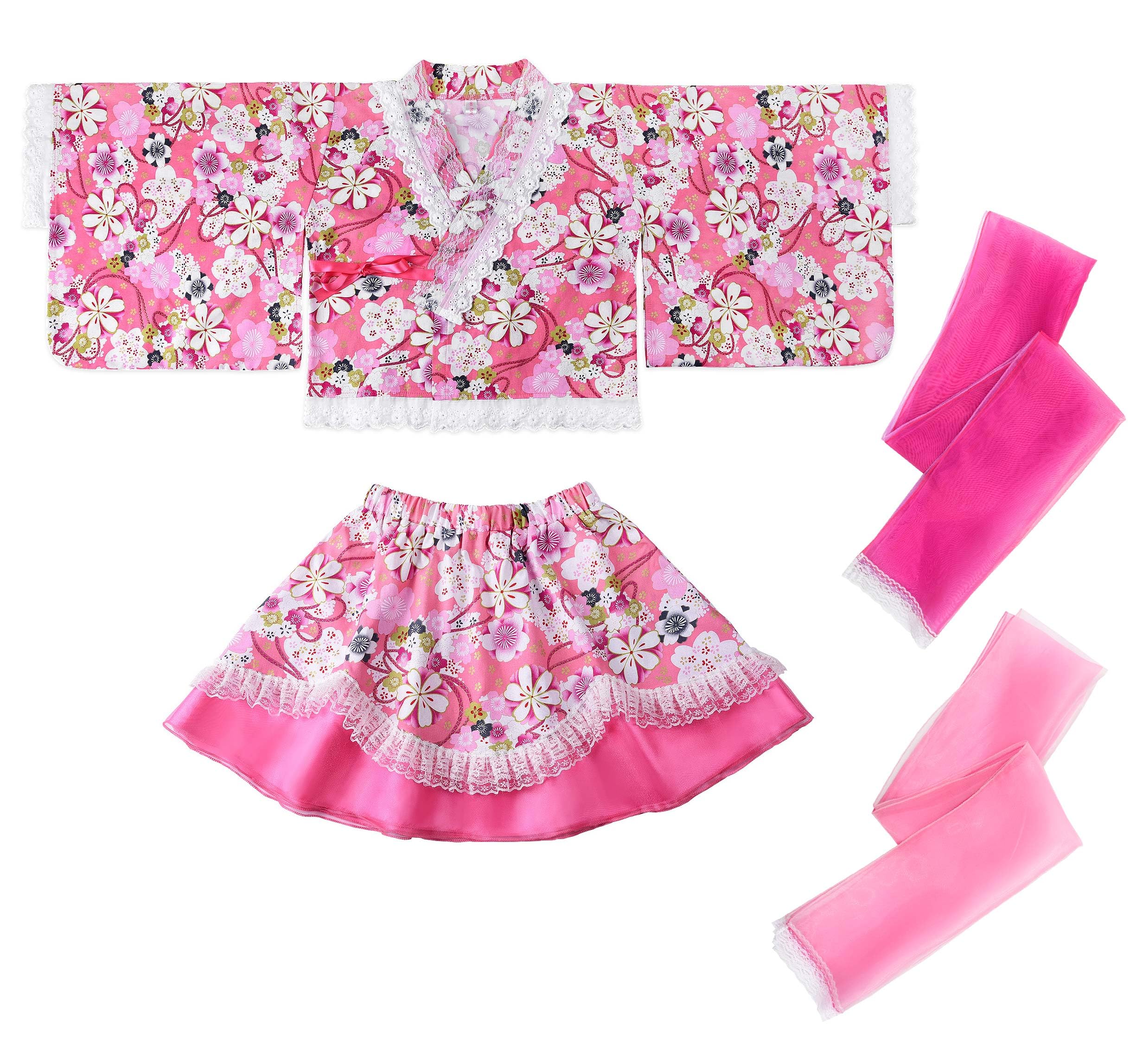 

ReliBeauty Yukata Dress for Perfect for Fireworks Displays and Summer Stylish and Includes Heko Obi Floral Size 160 Girls, Separate, Glittery, Lace, розовый