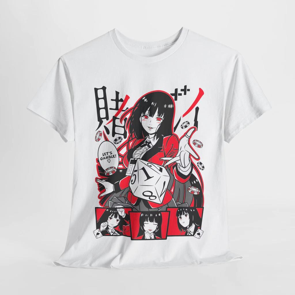 2026 Sommer Kakegurui Einseitiges T-Shirt Yumeko Jabami Glücksspiel Anime Print Übergroßes Baumwoll-T-Shirt Für Glücksspiel Anime Fans