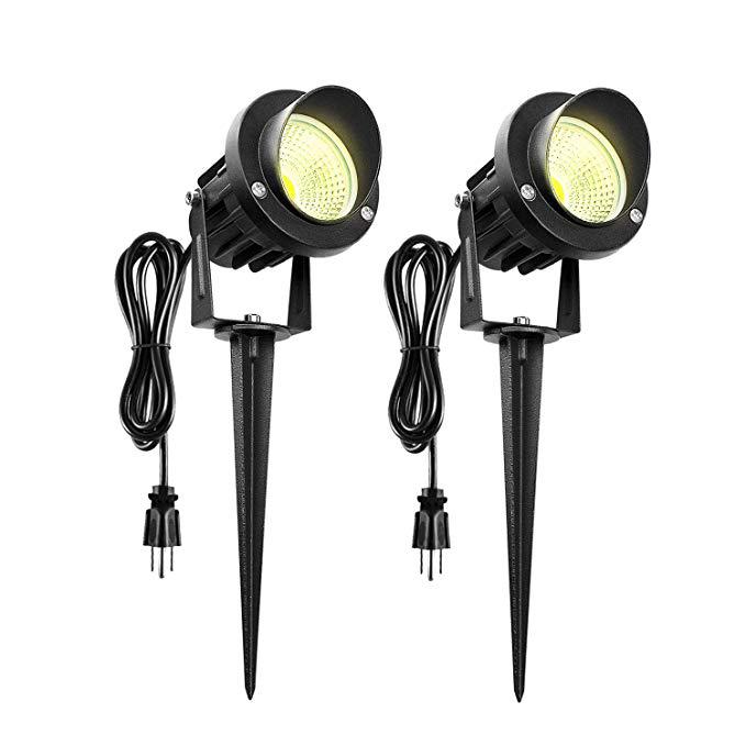 LED COB Spike Lawn Lamp Waterproof RGB 7Colors Change Remote Control Light Garden Path Spotlights 10W #435