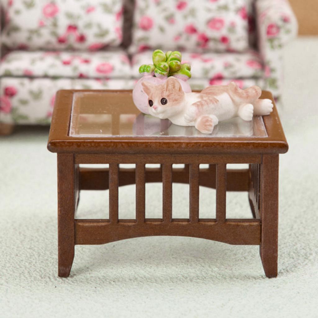 Dollhouse Furniture Mini Wooden Tea Table Dollhouse Miniature Model Doll House Decoration Doll House Accessories 1:12