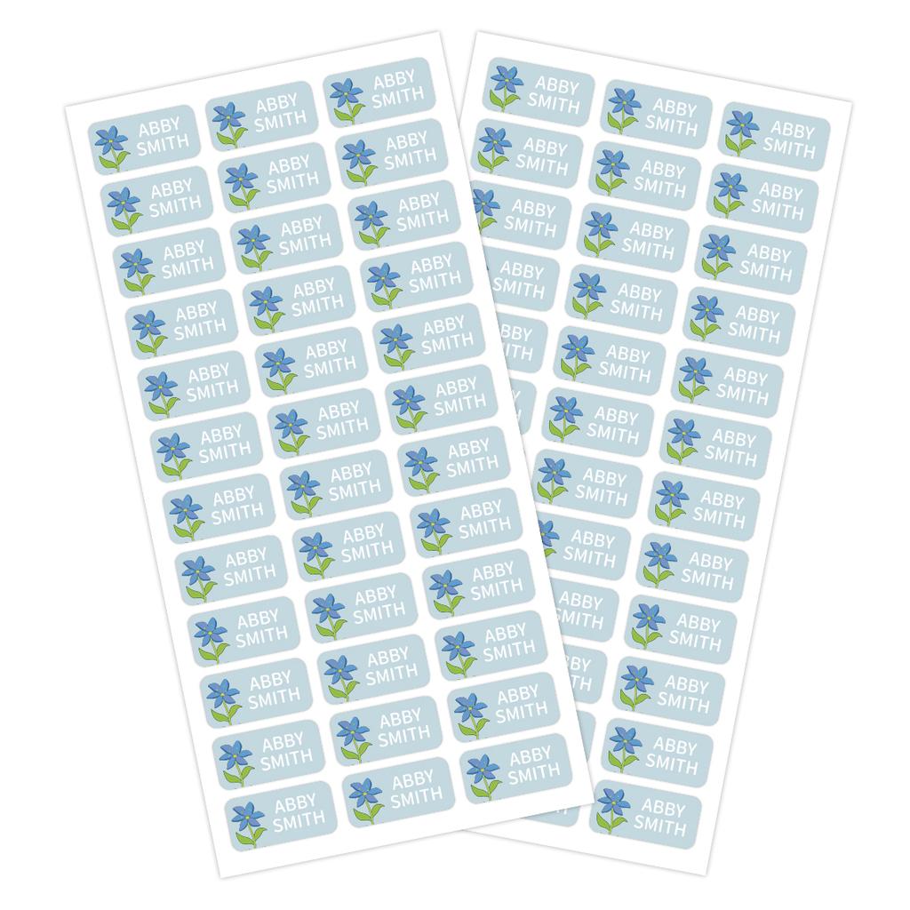 72Pcs Personalized Flower Name Labels Waterproof Stickers For Bottles Clothing Tags Lunch Boxes Notebooks