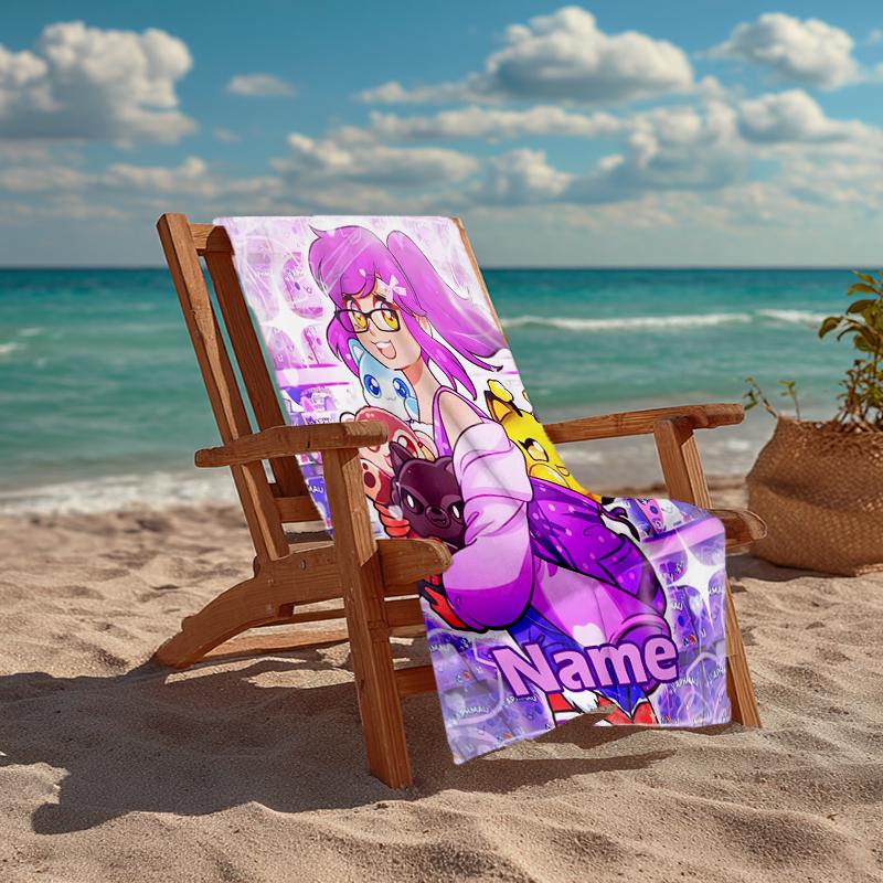 Custom Name Ultra-Soft Beach Towel with Aphmau Theme,Ideal for Pool - Camping, Diving - Perfect Travel Essential, Vibrant Beach Towel.