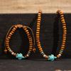 Small Wood Beads Chains with Turtle Choker Necklace and Bracelect Set Men Trendy Beaded Accessories On Neck/Hand Fashion Jewelry