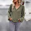 Autumn Winter Women Solid Color V Neck Knit Sweater Long Sleeve Top