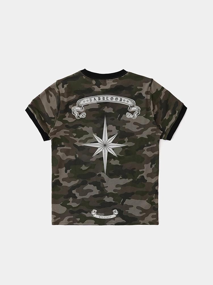 Korean Badblood Vintage Camouflage Short-Sleeve T-Shirt – Women's Niche Sports Casual Hot Girl Top