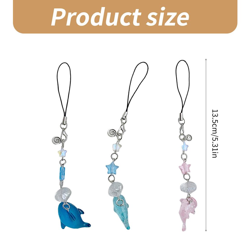 Fish Shell Star Bead Pendant Sweet Phone Chain Strap Hanging Decoration Keychain Lanyard Small Gift for Women Girls