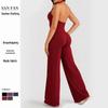European Backless Wide-Leg Yoga Jumpsuit with Built-in Bra