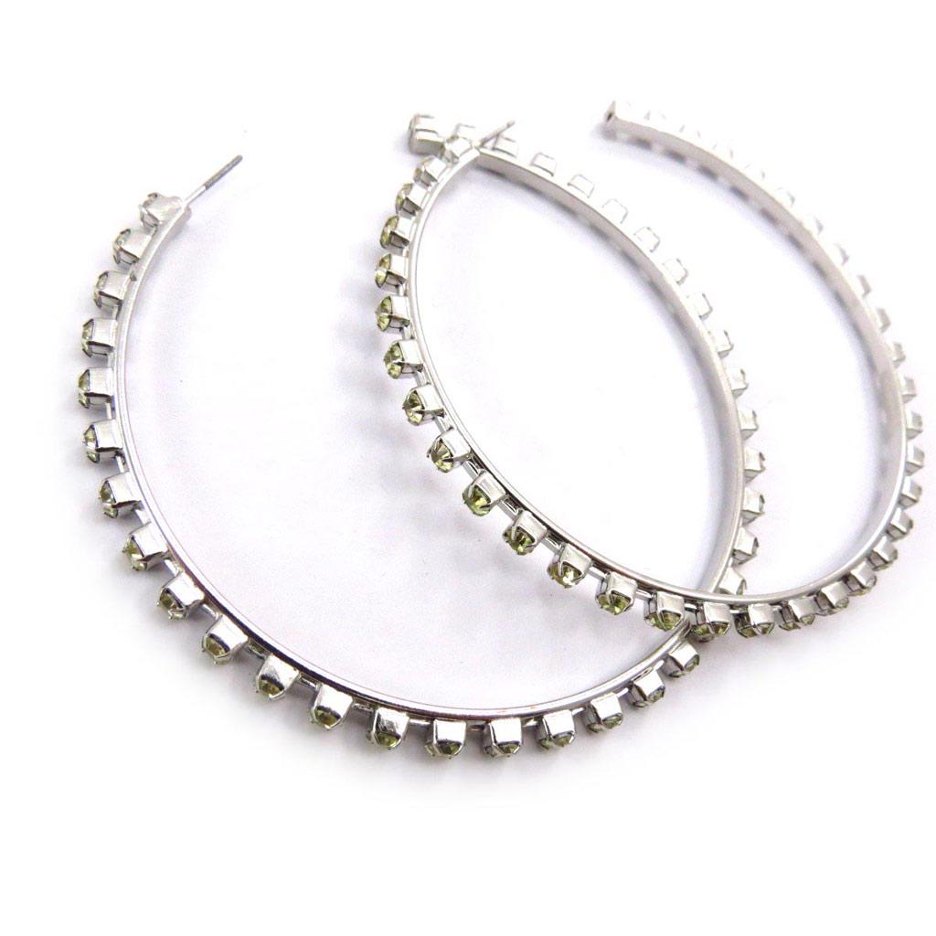 Les Trésors De Lily [J6752] - Green Rhinestone 'Sissi' Hoop Earrings Ø 7 Cm