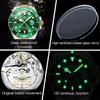 OLEVS Men's Mechanical Automatic Watch G6650 Waterproof Luminous Date Stainless Steel Green and Gold