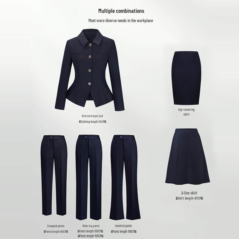 Women's Navy Polo Collar Blazer Suit Set