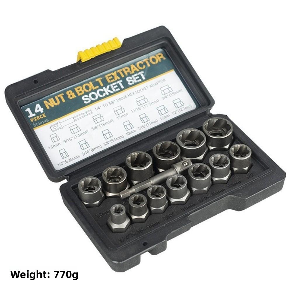 14/6PCS Impact Bolt&Nut Extractor Set Professional Removal Tool Kit With Durable Storage Box For Broken Fasteners
