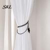 Adjustable Metal Curtain Buckles Halloween Cobweb Tieback, Chain Drapery Holder, Gothic Spider Style Room Decor Web Holder for Home Living Holiday