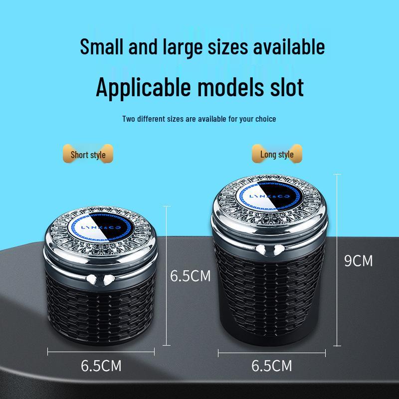 Compatible Lynk & Co Ashtrays for Models 03, 09, 01, 06, 05, 02, ZERO - With Cover & LED Light.