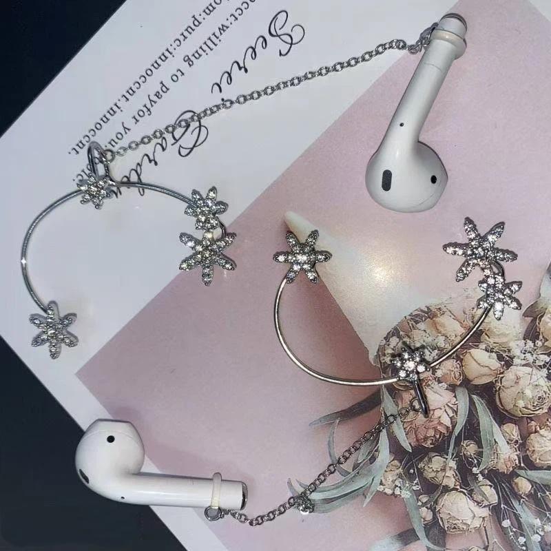 Bling Strass Schmetterling Kopfhörer Lanyard Anti-Verlust Verstellbarer Ohrclip Halter Universell für die meisten kabellosen Ohrhörer Mädchen Geschenke