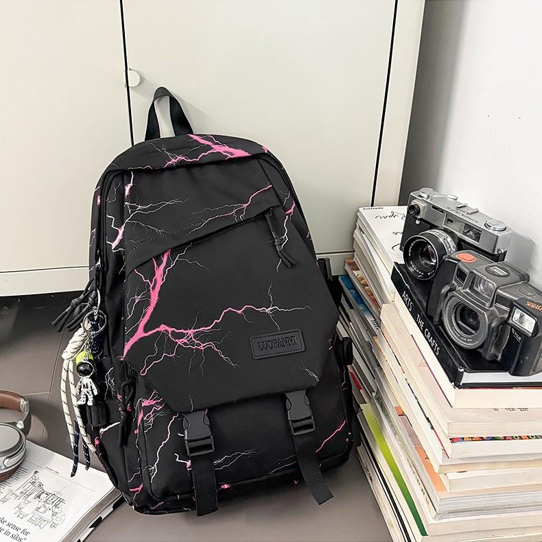 Schoolbag Backpack Female Junior High School Students Graffiti Backpack Male 1011 New Simple Design Large Capacity Multi-layer Student Schoolbag