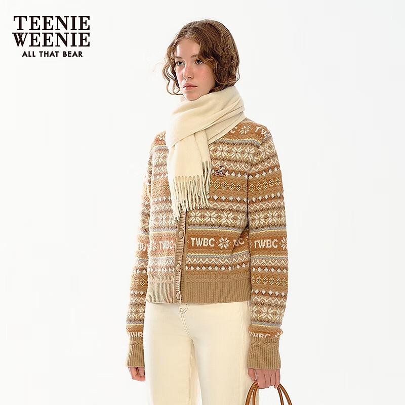 Teenie Weenie Women's Fair Isle Jacquard Round Neck Knit Cardigan