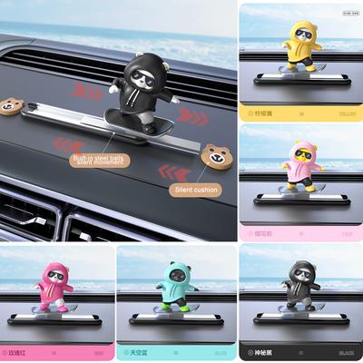 Upgraded Skateboard Bear Car Ornaments Silent Sliding with Driving Cute Doll Car Dashboard Decoration Multi Color