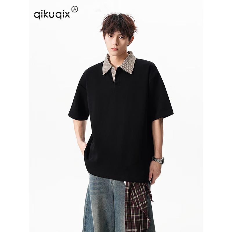 Men s American Houndstooth Patchwork Polo T-shirt EU 41