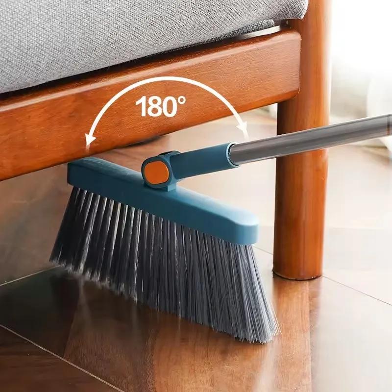 Cleaning Foldable Dustpan Broomstick Sweeping Set Rotating Hair Tools Broom Multi-functional Soft Stainless Combination