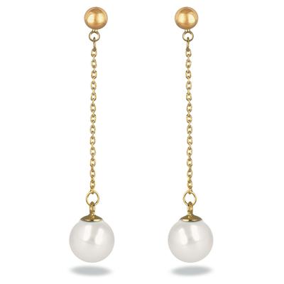 [M7026] - Ivory 'Perla' Gold Plated Earrings - 43x8 Mm