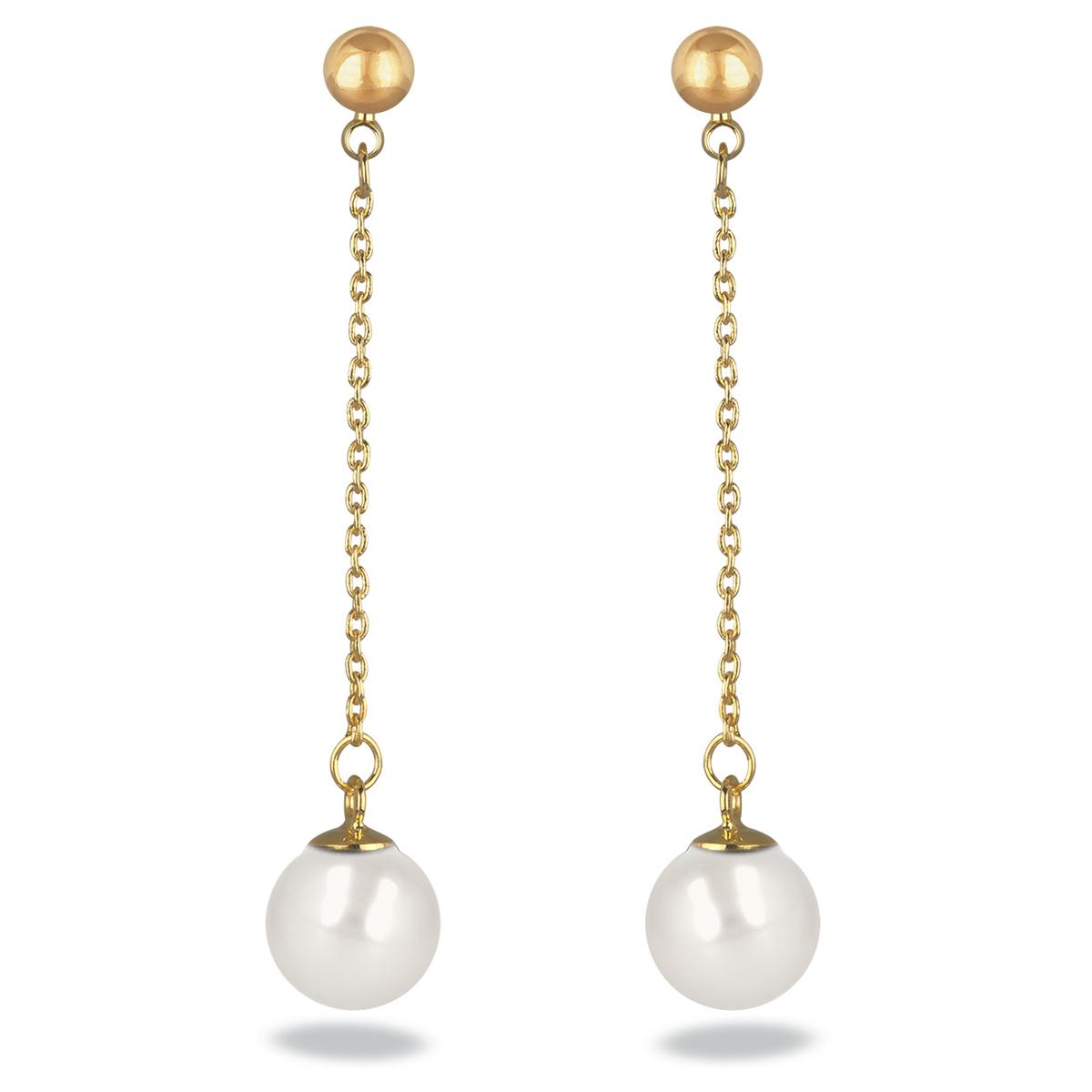 

Les Trésors De Lily [M7026] - Позолоченные серьги Perla слоновая кость - 43x8 мм