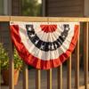 Half-Round Fan Banner Ruffled Patriotic Star Pattern for Porch, Fence