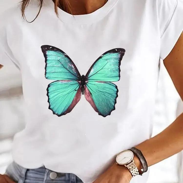 Y2k Love Heart Print Women Summer T Shirt Girl O Neck Funny Y2K Tops Tee Female 90s Casual Clothing