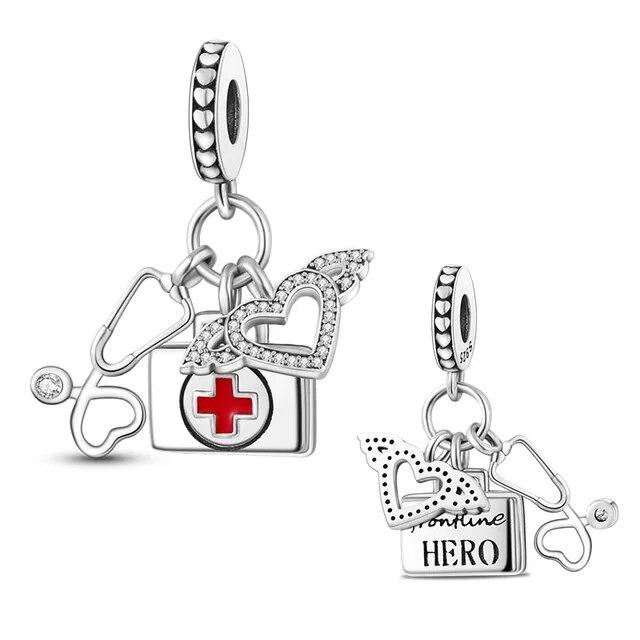 925 Sterling Silver Fjäril Flygplan Hjärta Berlocker Pärlor Armband DIY Boutique Smycken Gåva