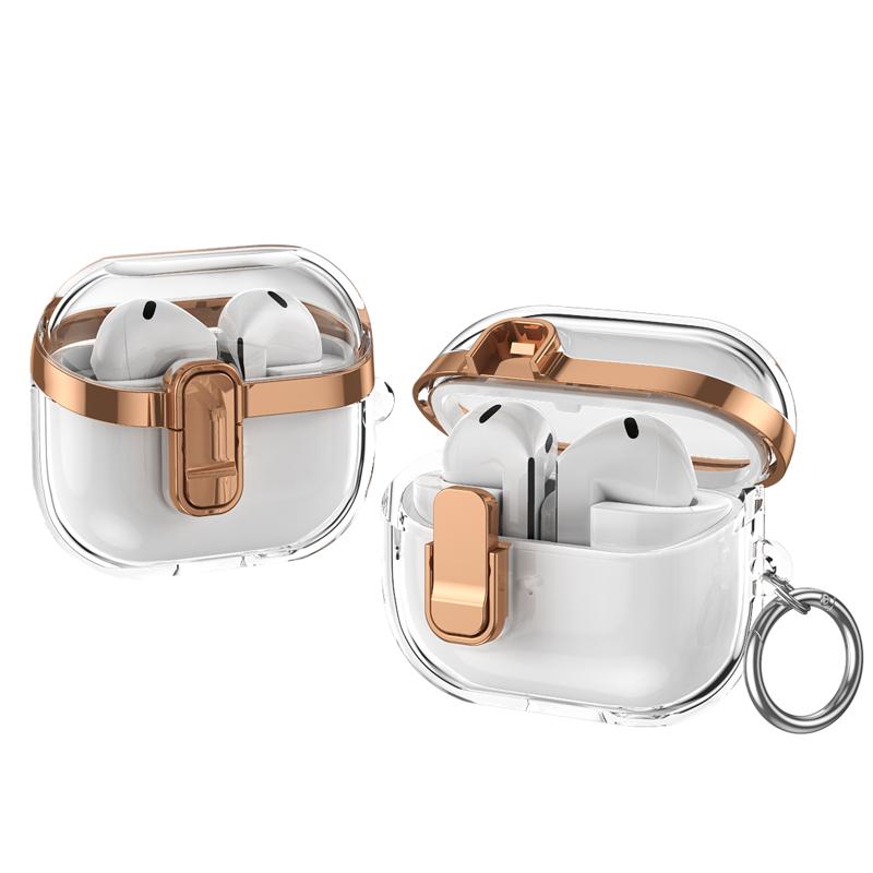 For Samsung Galaxy Buds 3 Pro/ Buds 3 Cover Lock Buckle Electroplating Anti Fall Protective Shell For Galaxy Buds 3Pro Case